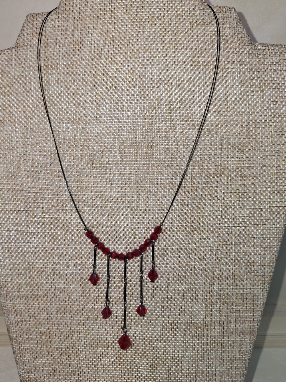 Red Beaded Fringe Pendant Necklace - Women Jewelry